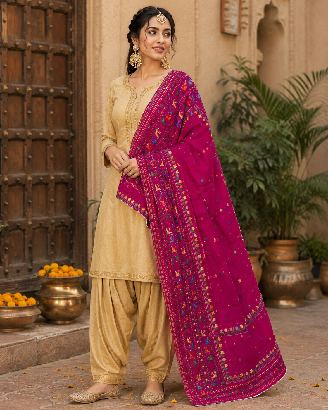 Pure Chinon Phulkari Dupatta