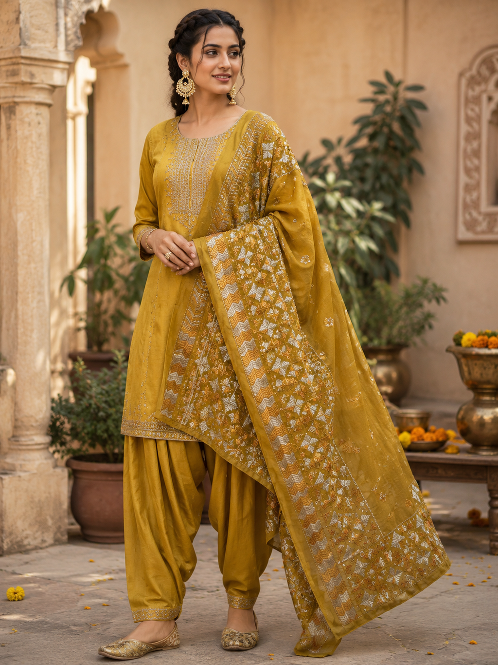 Pure Crep Fabric Phulkari Dupatta