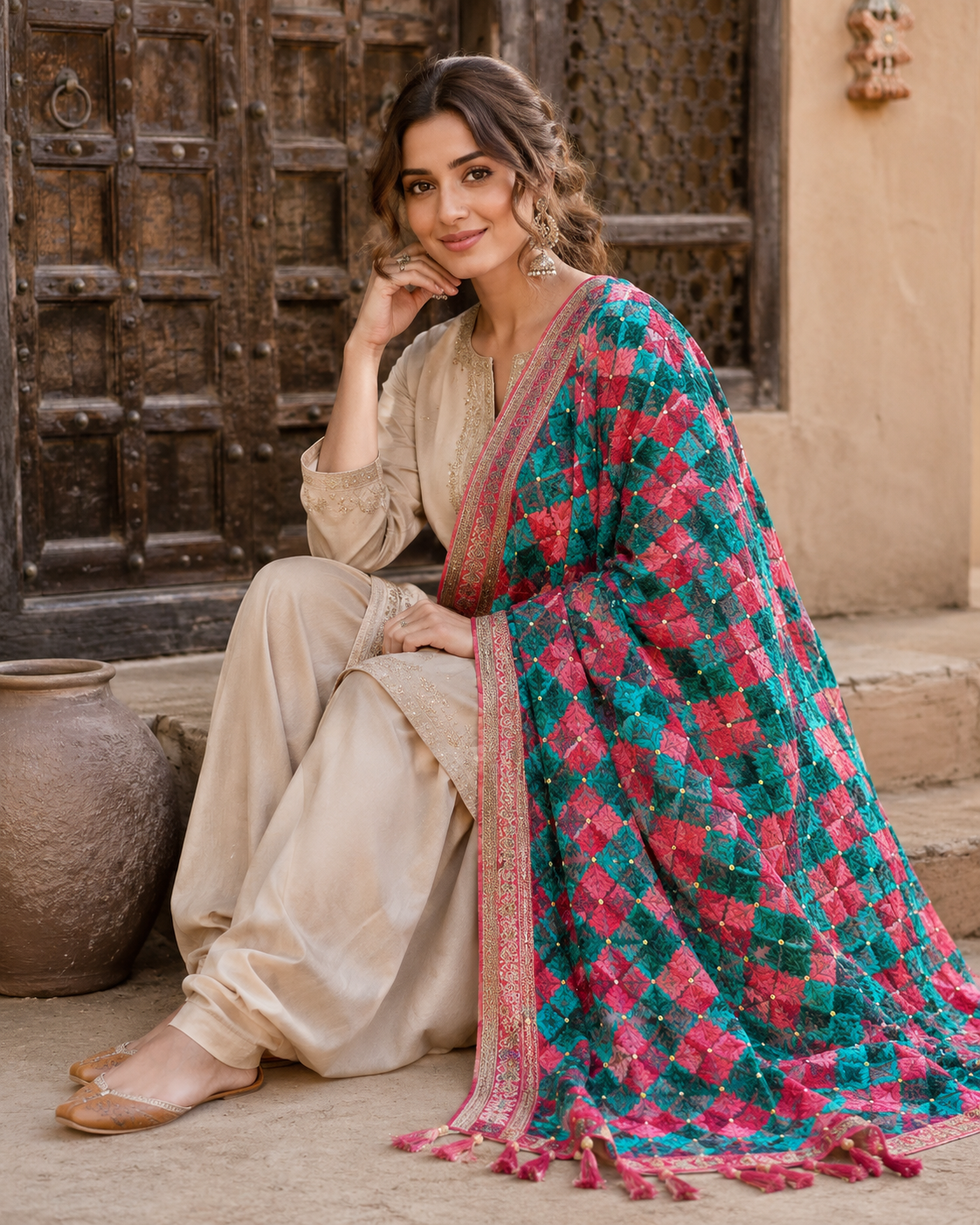 Traditional Phulkari Dupatta