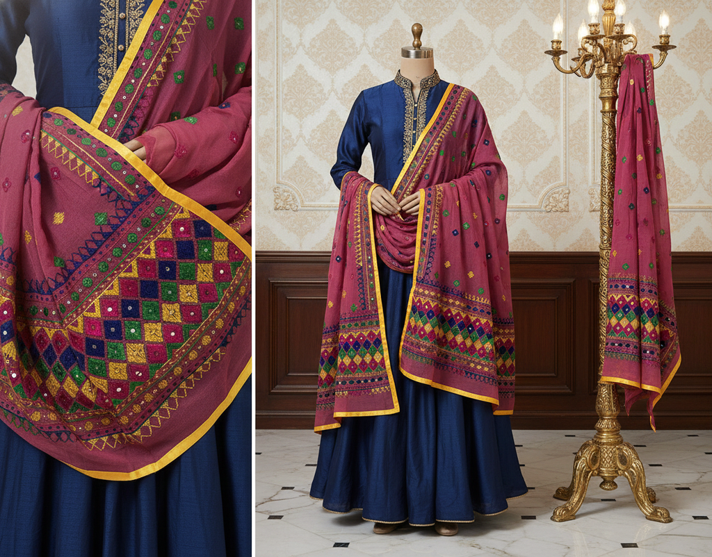 Hand-Embroidered Phulkari Dupatta
