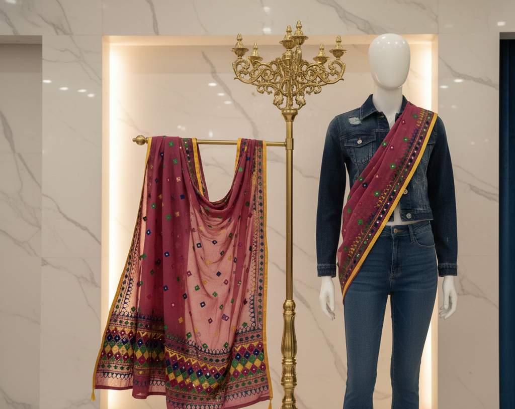 Hand-Embroidered Phulkari Dupatta