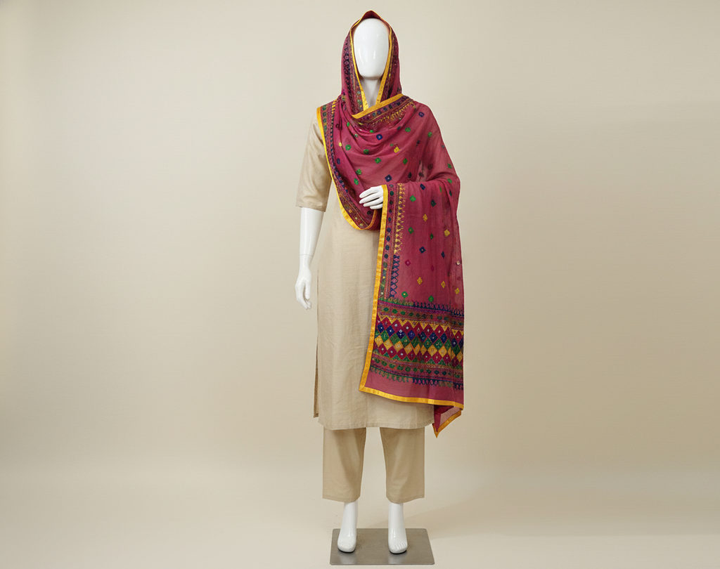 Hand-Embroidered Phulkari Dupatta