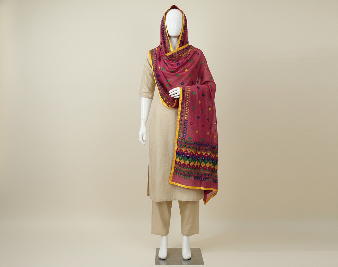 Hand-Embroidered Phulkari Dupatta
